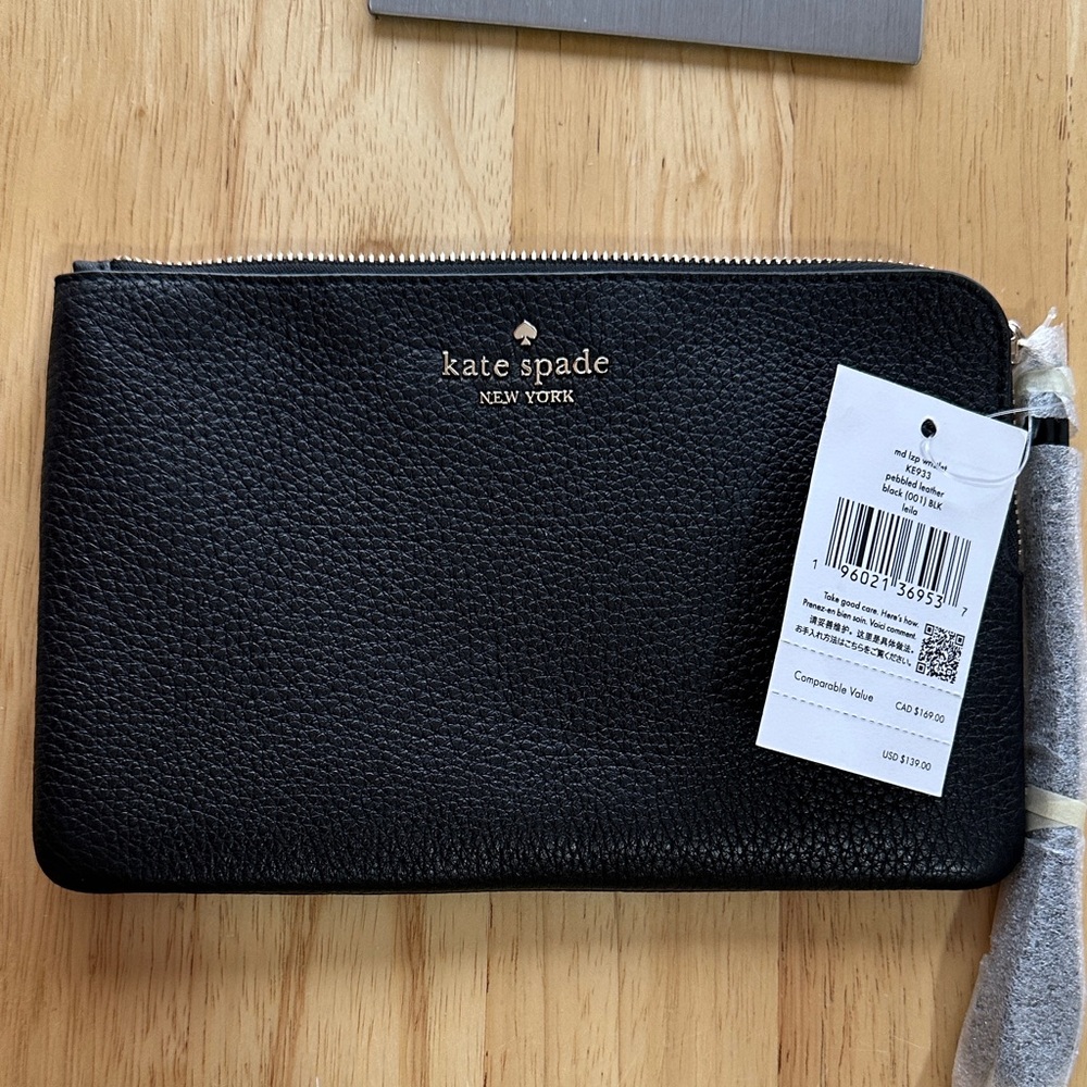 Kate Spade Black Pebbled Leather Pouch